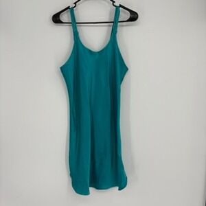 Go Softly Chemise Nightgown‎ Size M Teal Satin Sleeveless Scoop Neck Sleepwear